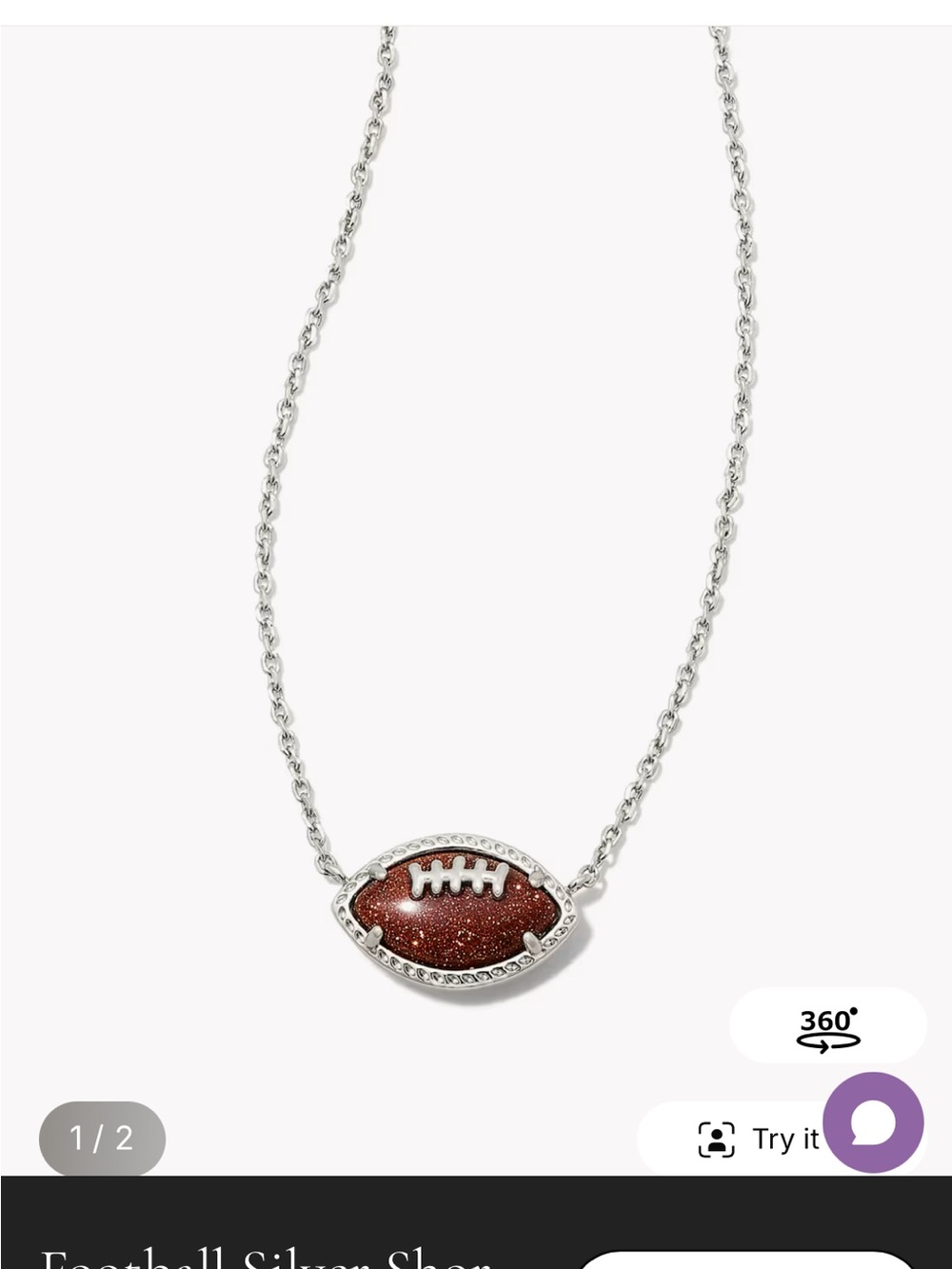 Kendra Scott Silver-Tone Brown Football Pendant Necklace